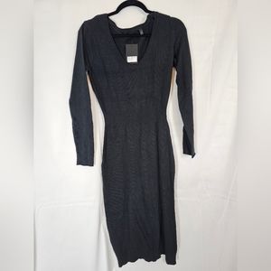 Atm black Size Small Ribbed sweater maxi dress slit long-sleeved NWT